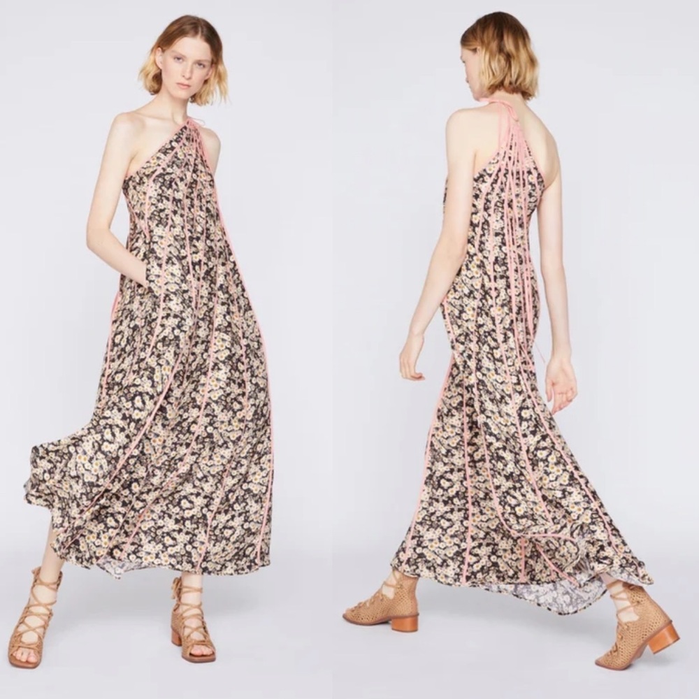 Stella McCartney Louisa Silk Stripe One-Shoulder Floral Dress - Picture 2 of 7
